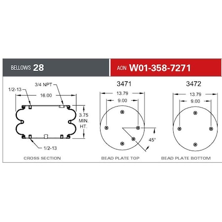 Firestone 28C 4BN ROLLED ASSY, W013587271 W013587271